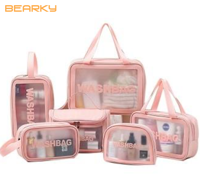 clear transparent pvc wet wash toiletry makeup cosmeitc bag